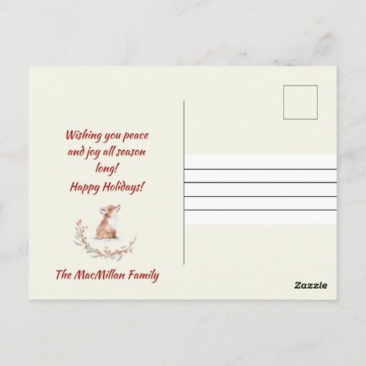Waterverf Fox wenst u een heel vrolijk kerstfeest Briefkaart (Achterkant)
