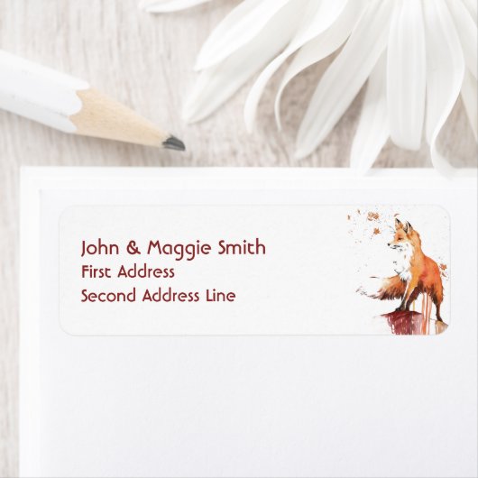 Waterverf Fox Wildlife Animal Natuur Art Etiket (Insitu)