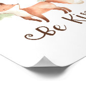 Waterverf Fox Woodland Friends be Kind Nursery Poster (Hoek)