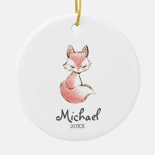 Waterverf Fox Woodland ornament Boy (Voorkant)