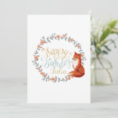 Waterverf Fox Wreath Birthday Greeting (Staand voorkant)