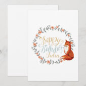 Waterverf Fox Wreath Birthday Greeting (Voorkant / Achterkant)