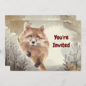 Waterverf Foxes Animal Custom Birthday Invitation Kaart (Voorkant / Achterkant)