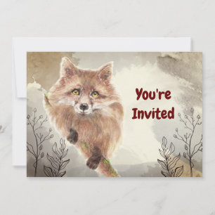 Waterverf Foxes Animal Custom Birthday Invitation Kaart