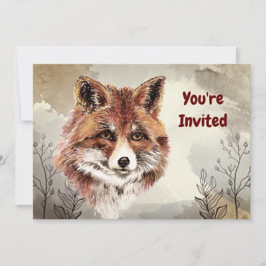 Waterverf Foxes Animal Custom Birthday Kaart (Voorkant)