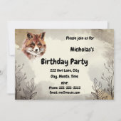 Waterverf Foxes Animal Custom Birthday Kaart (Achterkant)