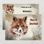 Waterverf Foxes Animal Custom Birthday Kaart (Voorkant / Achterkant)