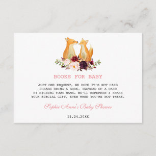 Waterverf Foxes Floral Baby shower Informatiekaartje