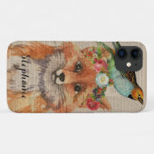 Waterverf Foxy Floral Friends Persoonlijke naam Case-Mate iPhone Case (Achterkant (horizontaal))