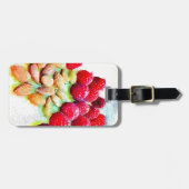 Waterverf frambozen en amandelen bagagelabel (Voorkant horizontaal)