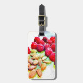 Waterverf frambozen en amandelen bagagelabel (Voorkant verticaal)