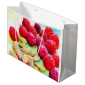 Waterverf frambozen en amandelen groot cadeauzakje (Voorkant Gekanteld)