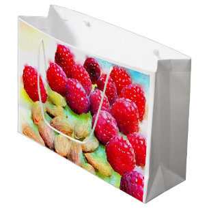 Waterverf frambozen en amandelen groot cadeauzakje