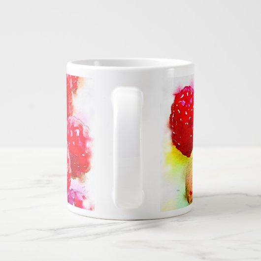Waterverf frambozen en amandelen grote koffiekop (Achterkant)