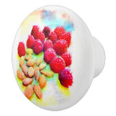 Waterverf frambozen en amandelen keramische knop (Rechts)