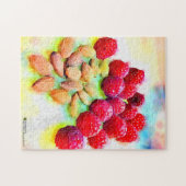 Waterverf frambozen en amandelen legpuzzel (Horizontaal)