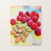 Waterverf frambozen en amandelen legpuzzel (Verticaal)