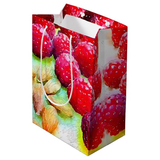 Waterverf frambozen en amandelen medium cadeauzakje (Achterkant Gekanteld)