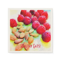 Waterverf frambozen en amandelen