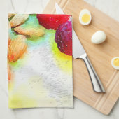 Waterverf frambozen en amandelen theedoek (Quarter Fold)