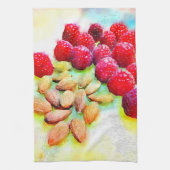 Waterverf frambozen en amandelen theedoek (Verticaal)