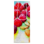 Waterverf frambozen en amandelen wijn cadeautas (Voorkant)