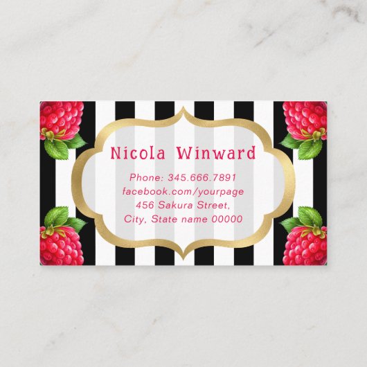 Waterverf frambozen taarten en jam bakkerij visitekaartje (Achterkant)