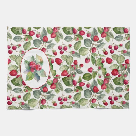 Waterverf frambozen theedoek (Horizontaal)