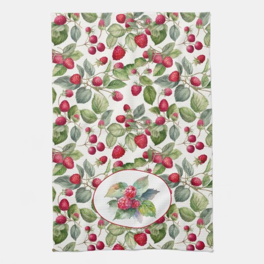 Waterverf frambozen theedoek (Verticaal)