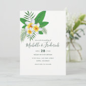 Waterverf Frangipani Beach Weddenschap Kaart (Staand voorkant)