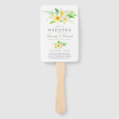 Waterverf Frangipani bruiloft programma Handwaaier (Voorkant)