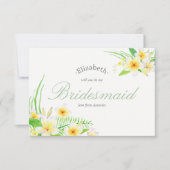 Waterverf Frangipani bruiloft Wees mijn bruidsmeis Kaart (Voorkant)