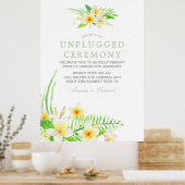 Waterverf Frangipani Wedding Unplugged Ceremony Poster (Keuken)