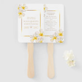 Waterverf frangipani wit bruiloft programma handwaaier (Voorkant en achterkant)