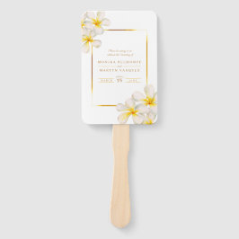 Waterverf frangipani wit bruiloft programma handwaaier
