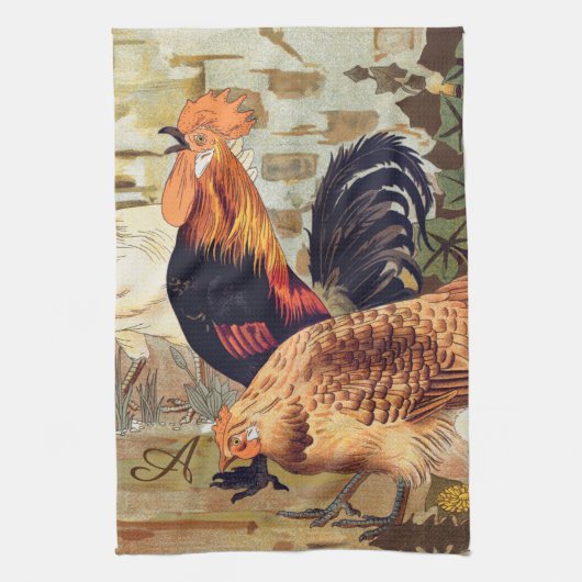 Waterverf Frans Land Colorful Rooster Kitchen Theedoek (Verticaal)