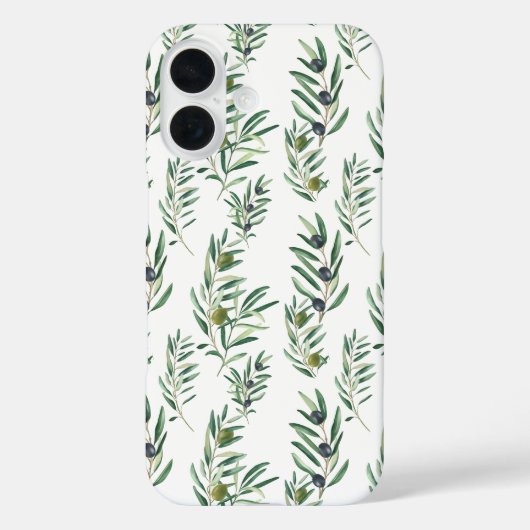Waterverf Frans landelijk chic groen olijfpatroon Case-Mate iPhone Case (Achterkant)