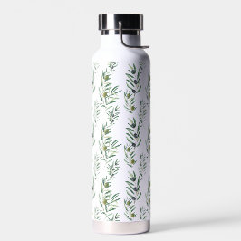 Waterverf Frans landelijk chic groen olijfpatroon Waterfles