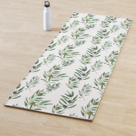 Waterverf Frans landelijk chic groen olijfpatroon Yogamat