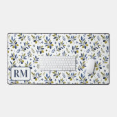 Waterverf Frans landelijk olijfpatroon monogram Bureaumat (Keyboard & Muis)