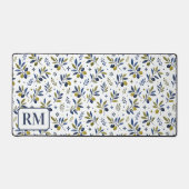Waterverf Frans landelijk olijfpatroon monogram Bureaumat (Voorkant)
