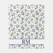 Waterverf Frans Landelijk Olijfpatroon Monogram Fleece Deken (Voorkant)