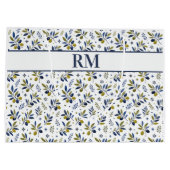 Waterverf Frans landelijk olijfpatroon monogram Groot Cadeauzakje (Achterkant)