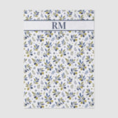 Waterverf Frans Landelijk Olijfpatroon Monogram Tissuepapier (Voorkant)
