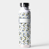 Waterverf Frans Landelijk Olijfpatroon Monogram Waterfles (Links)