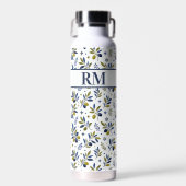 Waterverf Frans Landelijk Olijfpatroon Monogram Waterfles (Voorkant)
