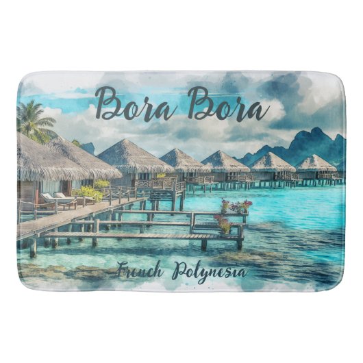 Waterverf Frans-Polynesië Bora Bora Serenity | Badmat (Voorkant)