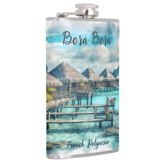 Waterverf Frans-Polynesië Bora Bora Serenity | Heupfles (Rechts)