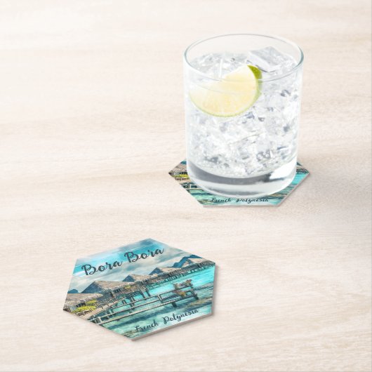 Waterverf Frans-Polynesië Bora Bora Serenity | Kartonnen Onderzetters (Insitu)