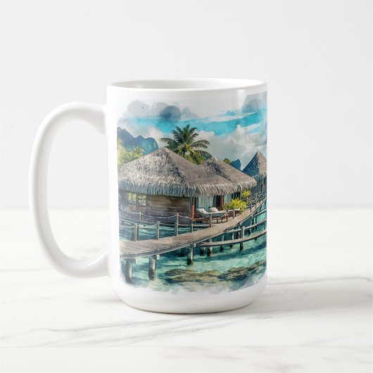 Waterverf Frans-Polynesië Bora Bora Serenity | Koffiemok (Links)